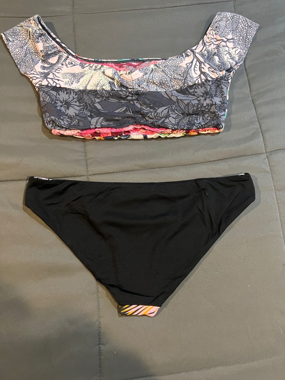 Maaji Floral Tropical Bikini Top & Bottom - Yellow, Pink, Black, Green - Picture 2 of 3